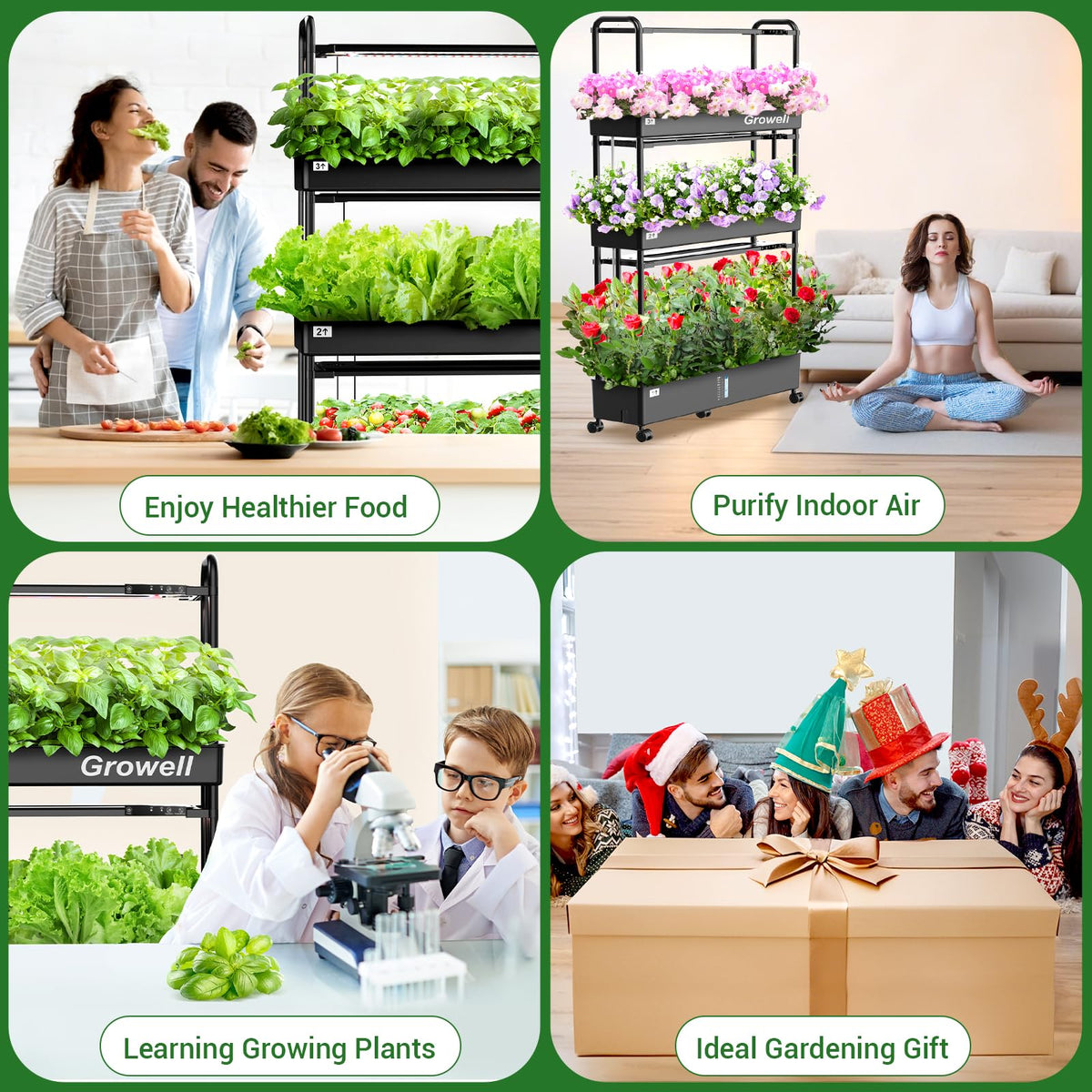 Growell 16 Pods Hydroponics Growing System Kit & 90 Pods Vertical Indoor Garden