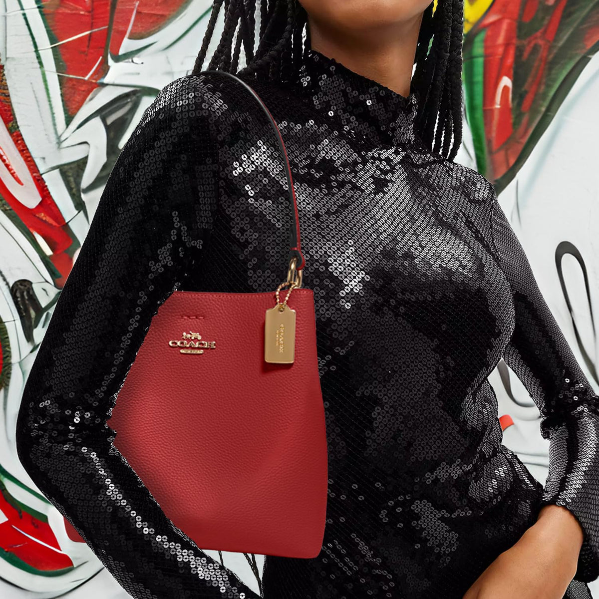 COACH Small Town Bucket, Red Oxblood