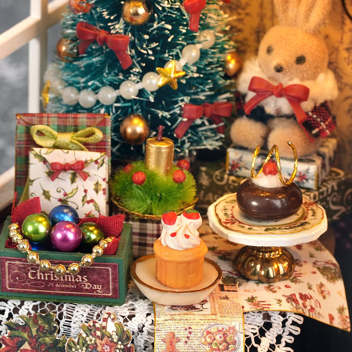 DIY Miniature Christmas House Kit Joyful Gatherings Creative Dollhouse Building Set Holiday Home Decor Craft for Adults