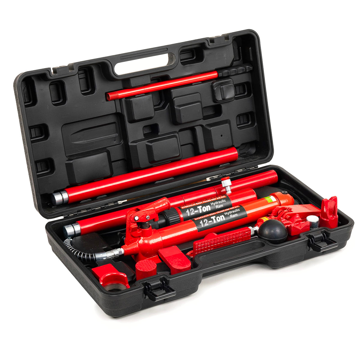 REDLOONG 12 Ton Porta Power Hydraulic Jack Kit, Heavy Duty Hydraulic Ram & Pump Set, Auto Body Frame Repair Tool with Extension Tubes for Car, Truck & Garage