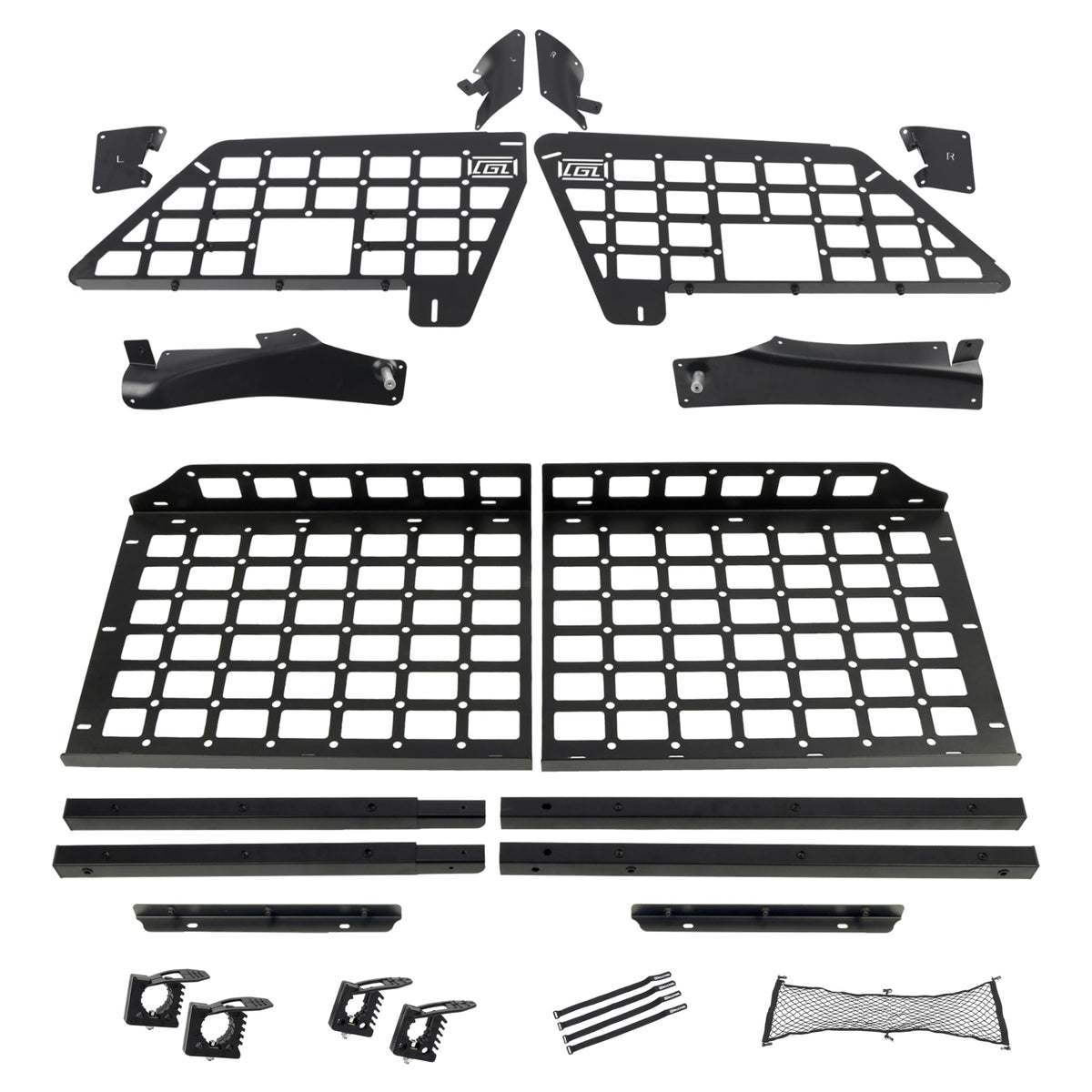 2020-2024 for Ford Explorer Modular Storage Panel Shelf Modification Molle Panel Rear Trunk Debris Rack Storage Carrier Trunk Organizer Kit Black Aluminum Alloy