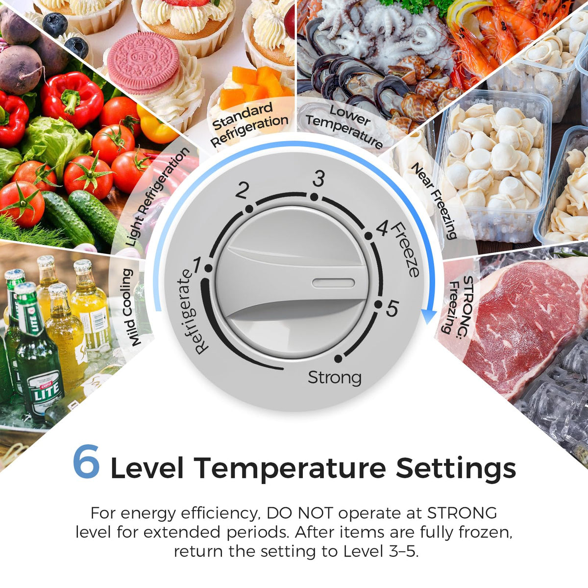OSTBA 3.5 Cu.Ft Chest Freezer, Compact Deep Freezer with 2 Removable Baskets, Bottom Wheels, 6-Level Temperature Control with Fast Freeze Mode, Energy Saving Quiet Freezer, Silver
