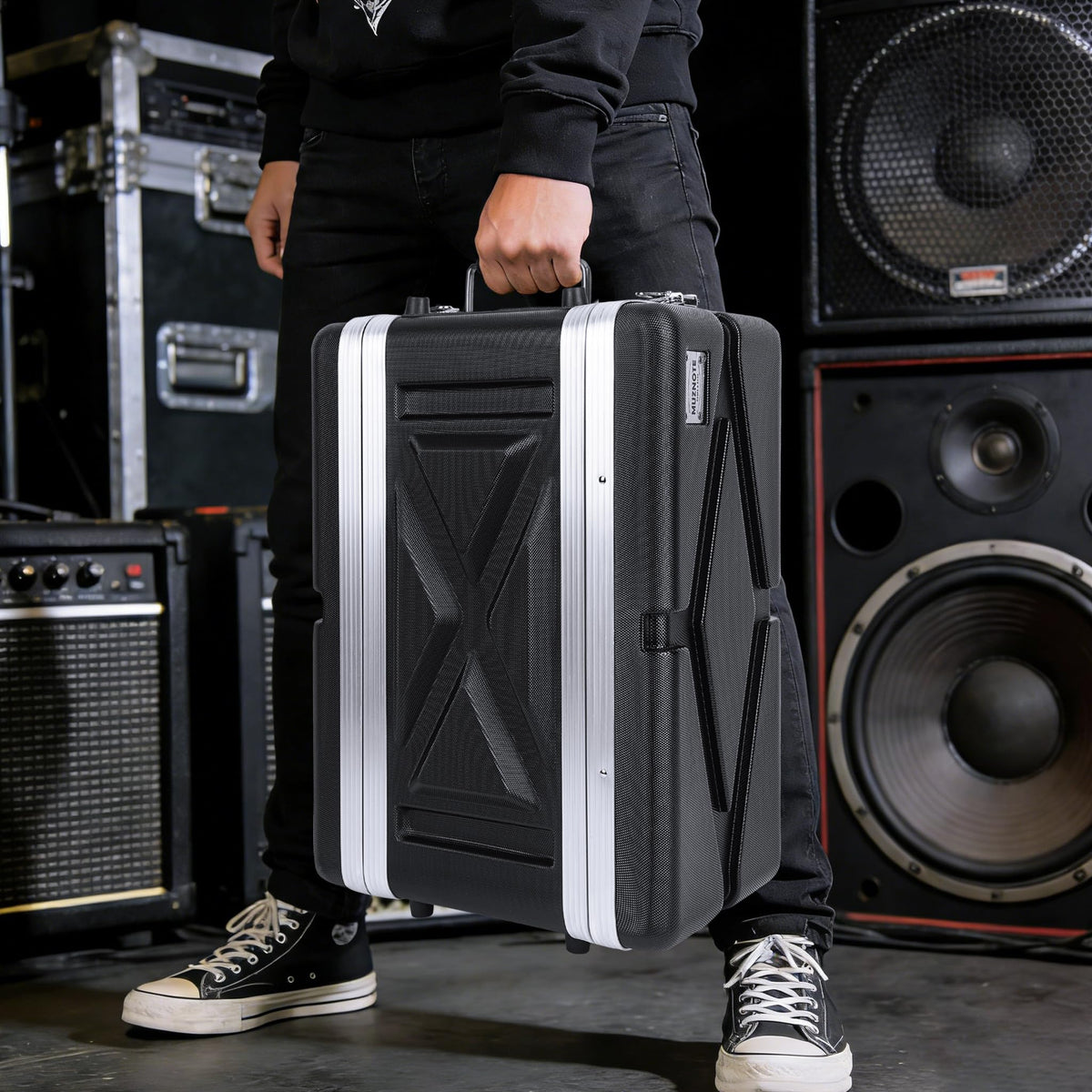 MUZNOTE 4U ABS Rack Case Shallow 8" Depth, 19" Rackmount Flight Road Travel Case,WaterproofProtective Hard Case with Customized Foam, Wireless MicSystem Storage, Amps, Mixers, Microphone Receivers