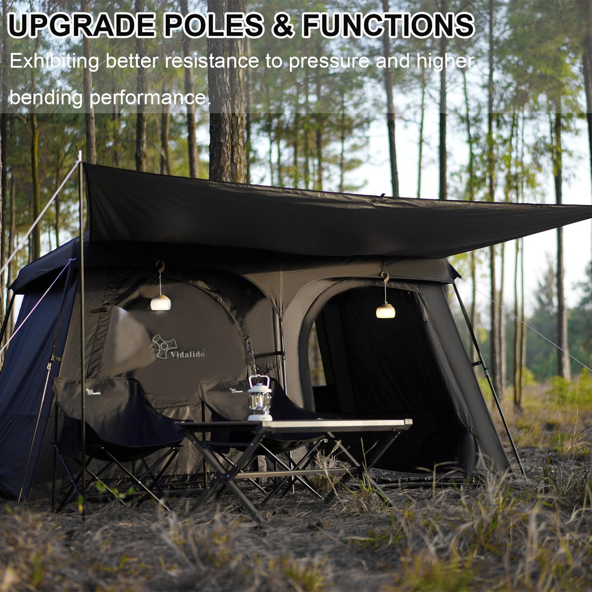 Vidalido Tents，6-8 Person Camping Tent with Extended Vestibule，2 Room Weather Resistant Family Tents，Easy Install Waterproof Outdoor Tent for Backpacking and Camping Hiking