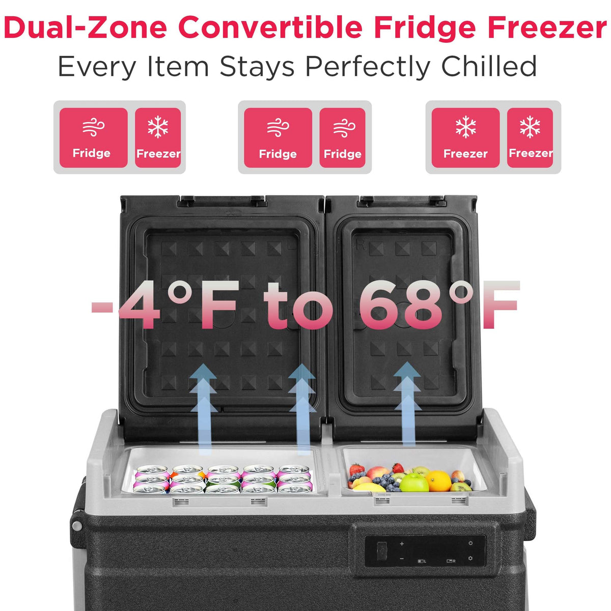 Frigidaire, 51 Qt. Portable Convertible Electric Refrigerator/Freezer Trolley-With App, Dual Zone, Black