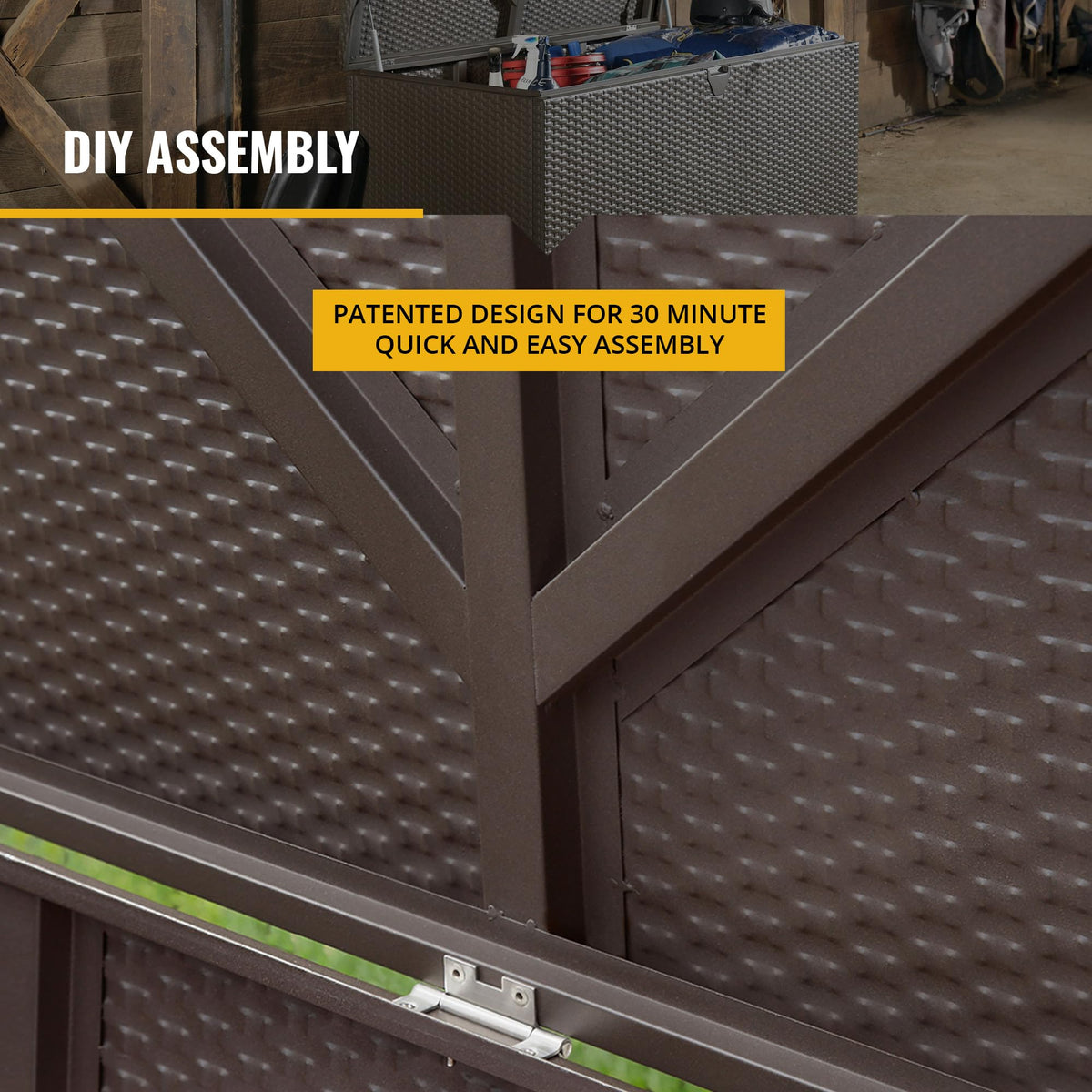 Arrow 4' x 2' x 2' Spacemaker Espresso 134 Gallon Hot-Dipped Galvanized Steel Storage Deck Box