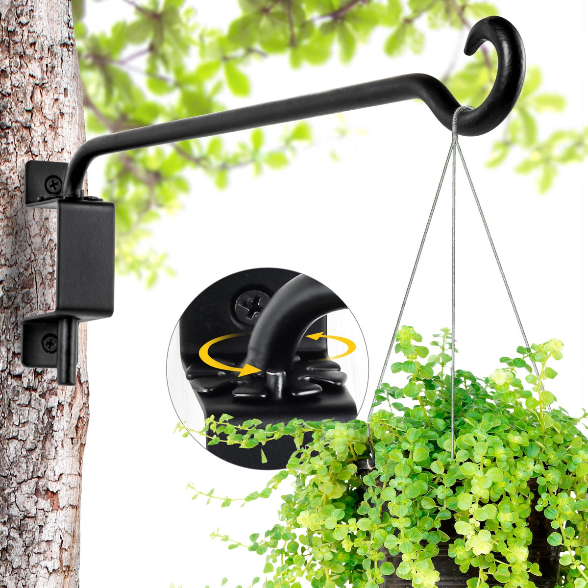 Qiang Ni Plant Hanger Outdoor: 12 Inch Bird Feeder Bracket for Garden Patio Decor - 2 PCS Swivel Adjustable Wall Mount Plant Hook for Hanging Flower Baskets