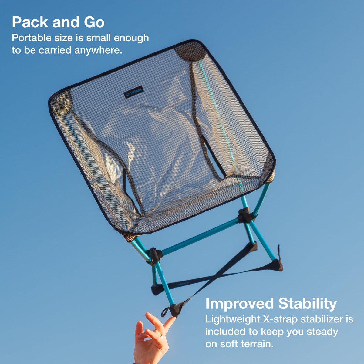 Helinox Chair Zero LT, 1.12 lbs Lightweight Camping Chair, Durable Ripstop, Compact Size, Portable and Packable Seat, Strong and Ultralight Frame, Backpacking Travel Essential, Cyan