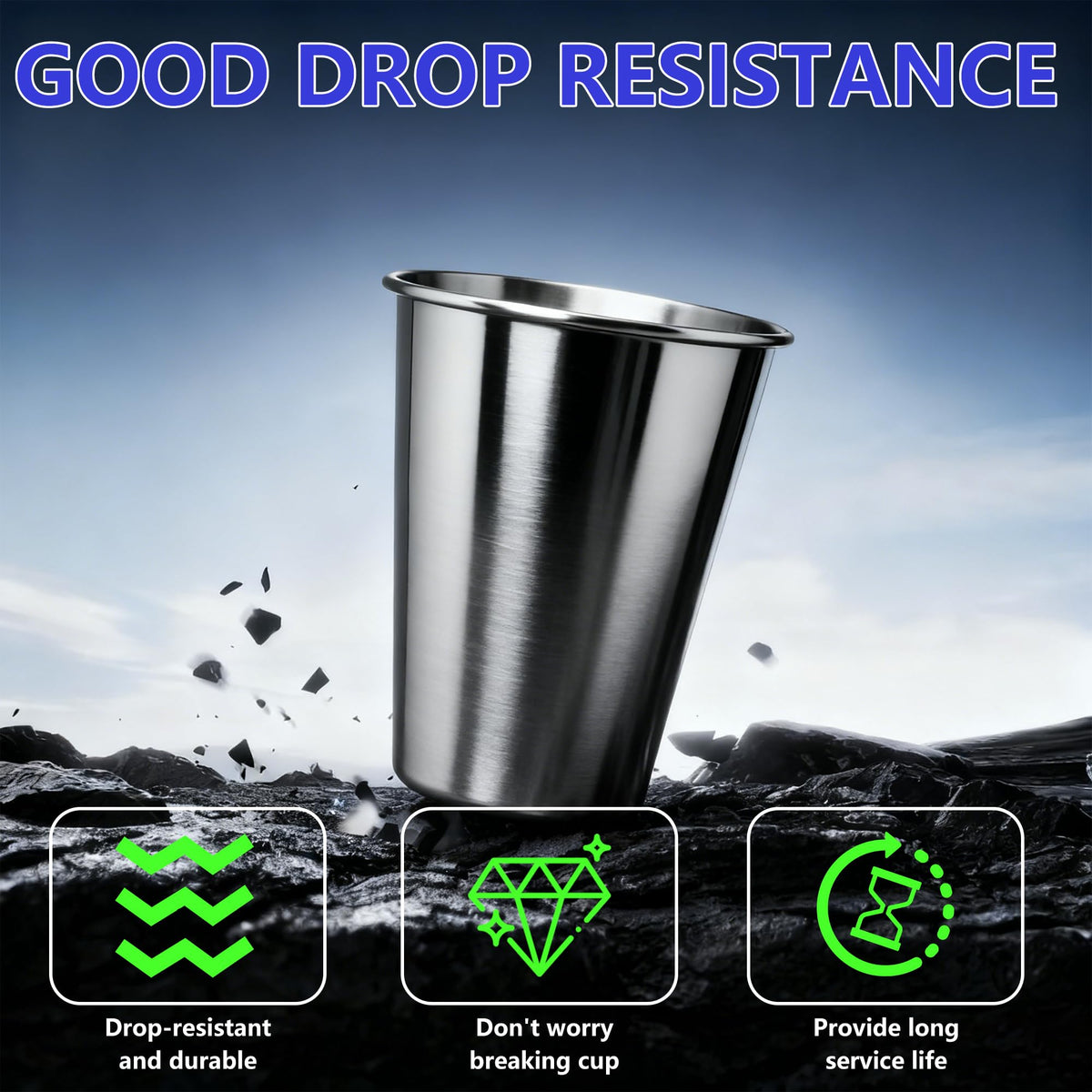 WELVRVIR 20oz 50PCS Stainless Steel Pint Cup,Pint Tumbler,Reusable metal Cups,Stainless Steel Water Tumbler,BPA Free,Stackble,Durable,Unbreakable Metal Drinking Glasses for Bar,Banquet Mugs (50, 20OZ)