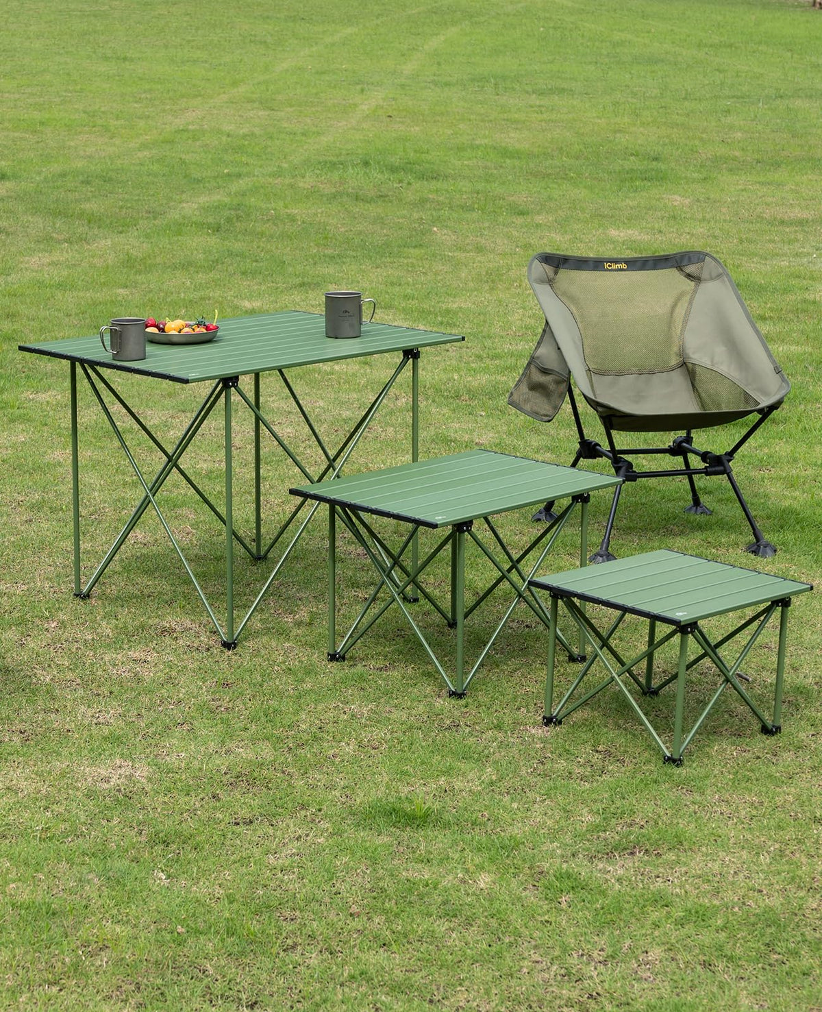 iClimb 1 Folding Table and 1 Super Easy Assemble Cot, Ultralight Compact for Adults Outdoor Camping Backpacking Hiking