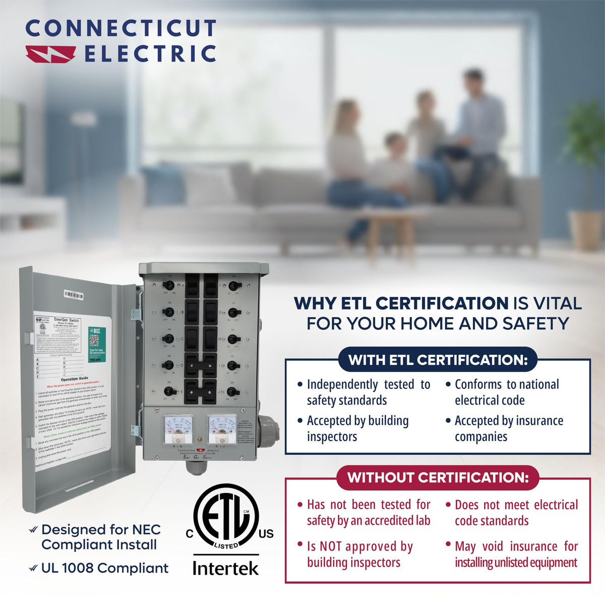 Connecticut Electric EmerGen Backup Power Manual Transfer Switch Kit - 30Amp 6-Circuit 7500 Watts (Transfer Switch Kit)