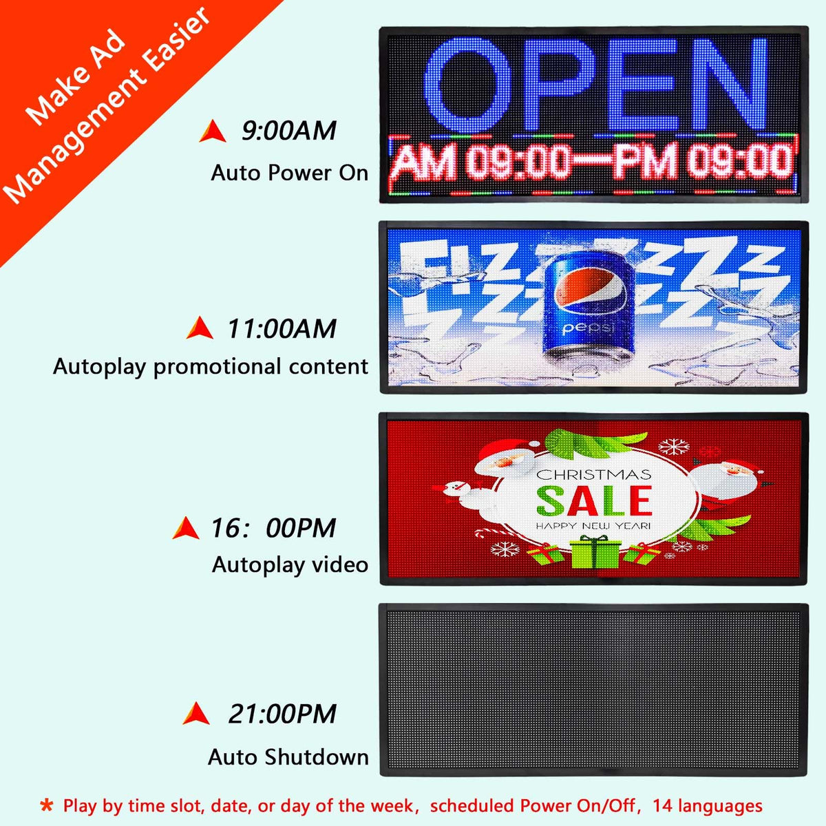 Led Signs Scrolling Programmable, Digital Display Screen Outdoor Waterproof, Customed Electronic Message Board ,for Advertising Public Business Store Restaurant Window P6 40''x17'' ,High Brightness Full Color