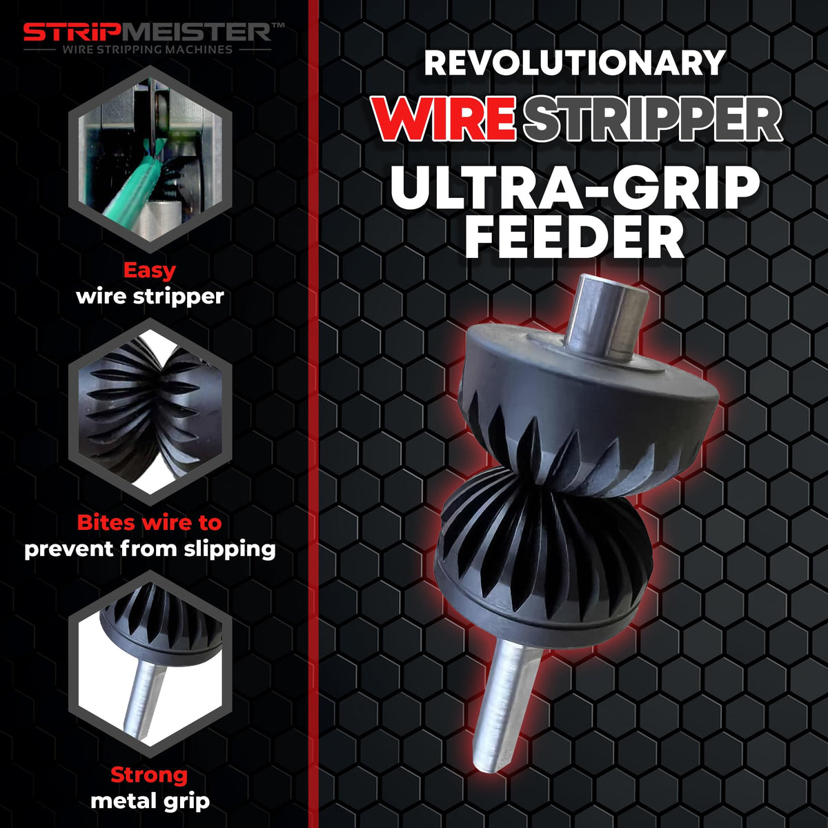 StripMeister Original Wire Stripping Machine & E250 Feeder Replacement - Drill Powered Wire Stripper, Wire Stripper Tool & Ultra-Grip E250 Feeder & Shaft Replacement, Wire Stripping Made Easy (Bundle)