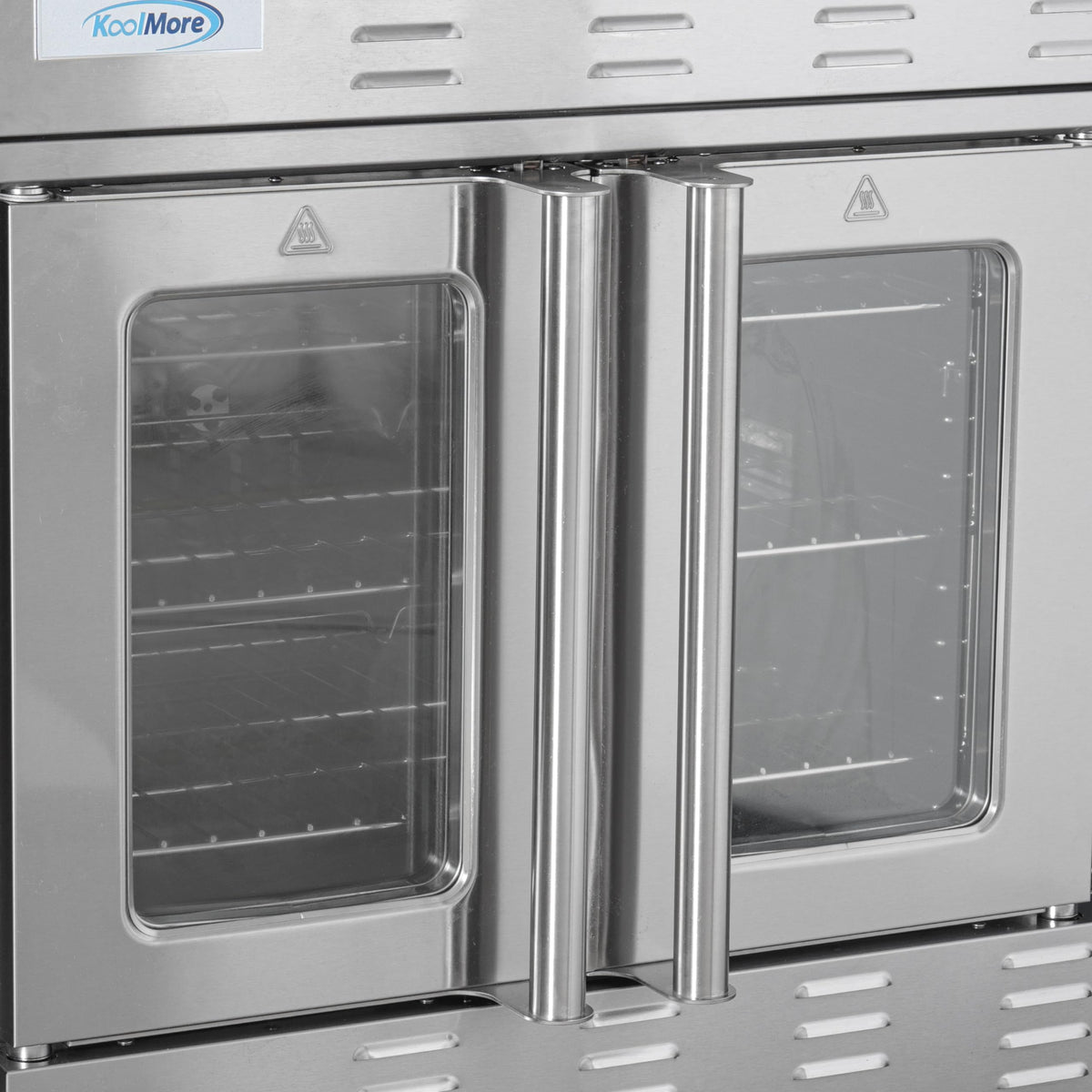 KoolMore 38 in. Full-Size Double Commercial Natural Gas Convection Oven 108,000 BTU With stacking And Casters in Stainless-Steel (KM-DCCO54-NGC)