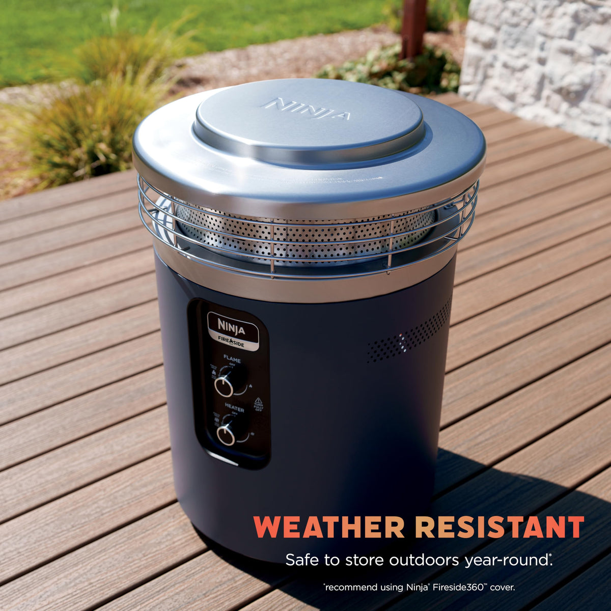 Ninja Fireside360™ Outdoor Heater & Fire Pit | 3 Modes: Flame, Heat, Flame & Heat | Portable for Patio, Deck, Camping | Easy Control Smokeless Flames | Push to Start Ignition | Cyberspace | OF101CY