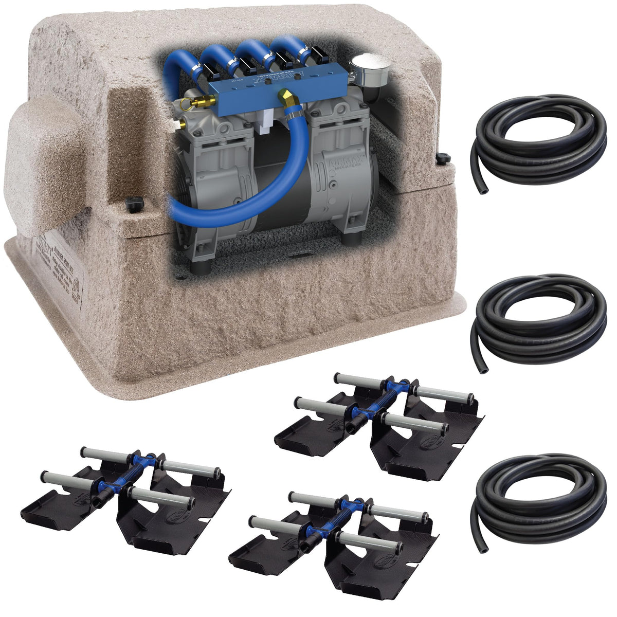 Airmax PondSeries PS40 Aeration System, Pond & Lake Aerator, Aerate Ponds & Lakes up to 3 Acres, Quiet & Energy Efficient Compressor, Maximum Water Circulation, 3 Air Diffuser Kit, 230v
