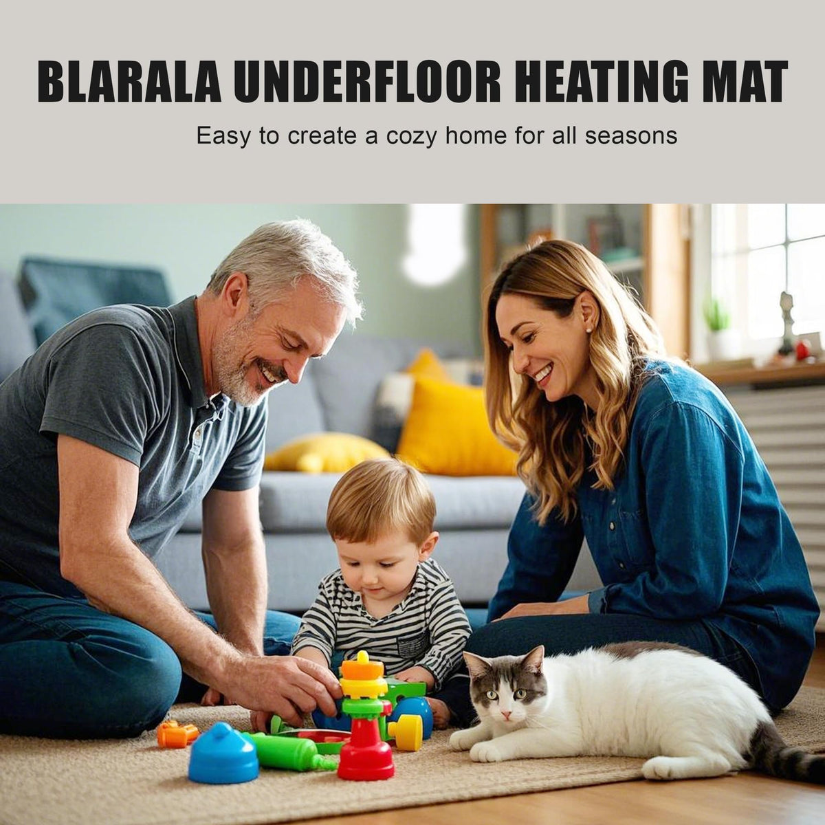 BLARALA Electric Radiant Floor Heating System, 100 Sq.ft Electric Heated Floor Mats for Bathroom, Includes Programmable Thermostat, Heat Mat, Installation Monitor, and Temperature Sensors(240V)