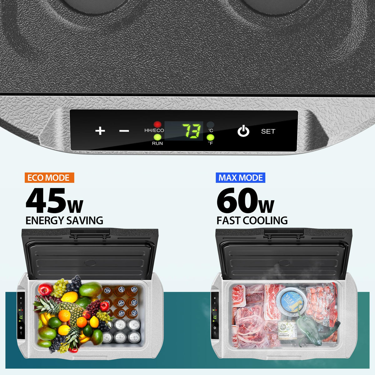 EUHOMY 12 Volt Refrigerator, 22QT(21L) 12V Cooler, Compressor Electric Cooler -4℉~68℉, 12V Fridge 12/24V DC 100-240V AC, Portable Freezer for Camping, Travel, Truck, Home