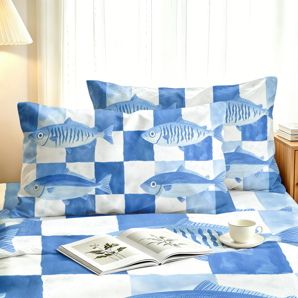 Fish Bedding Set 4 Pcs Kids Coastal Queen Sheets