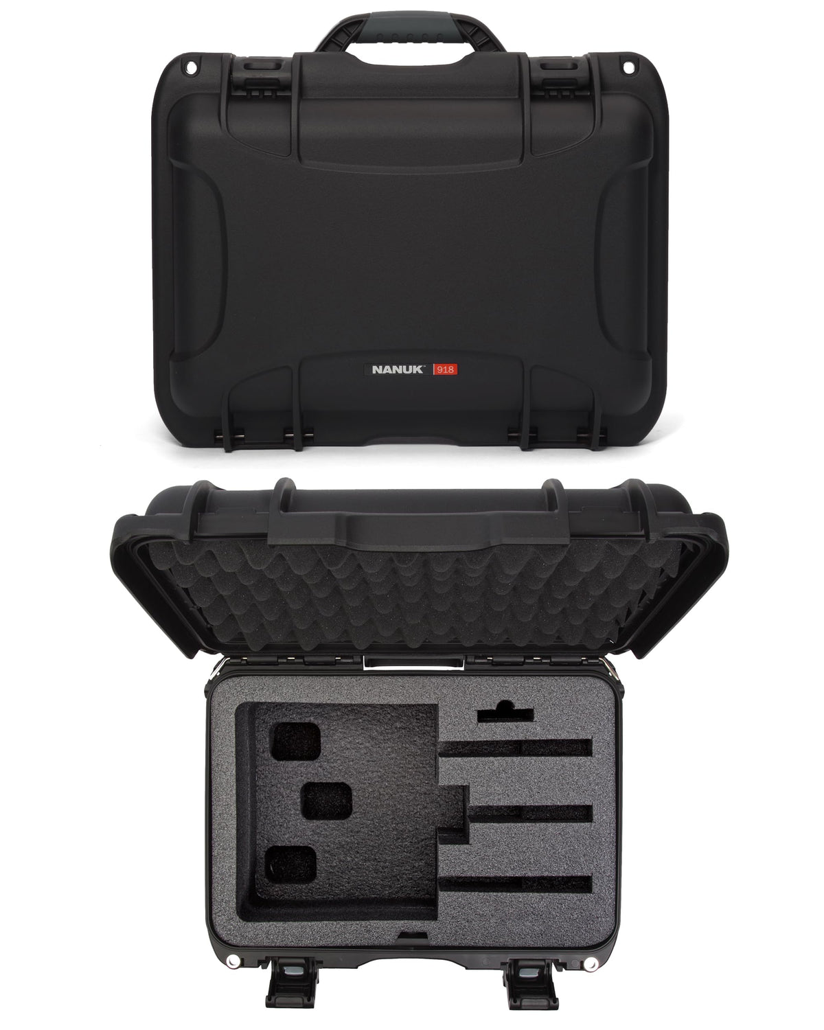 NANUK 918 Hard Case with 3 UP Custom Foam Insert, IP67 Waterproof & Crushproof, Rugged Construction for Ultimate Protection, Made in Canada – Black (16.9” x 12.9” x 9.3”)