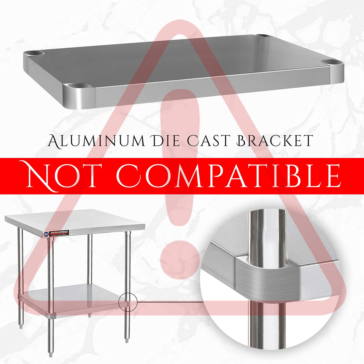DuraSteel Galvanized Under Shelf for Work Tables - Extra Adjustable Lower Shelf for 24" x 60" Stainless Steel and Wooden Worktables - Fits for use in Restaurant, Warehouse, Home, Kitchen, Garage