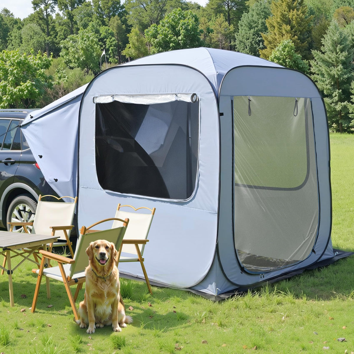 Alvantor® Tailgate SUV Tent for Cars – 6x6x6.6ft Waterproof & UV-Resistant Car Camping Tents with Full Mesh & PVC, Fits SUV, MPV – Portable Instant Setup Tent for 2-3 People