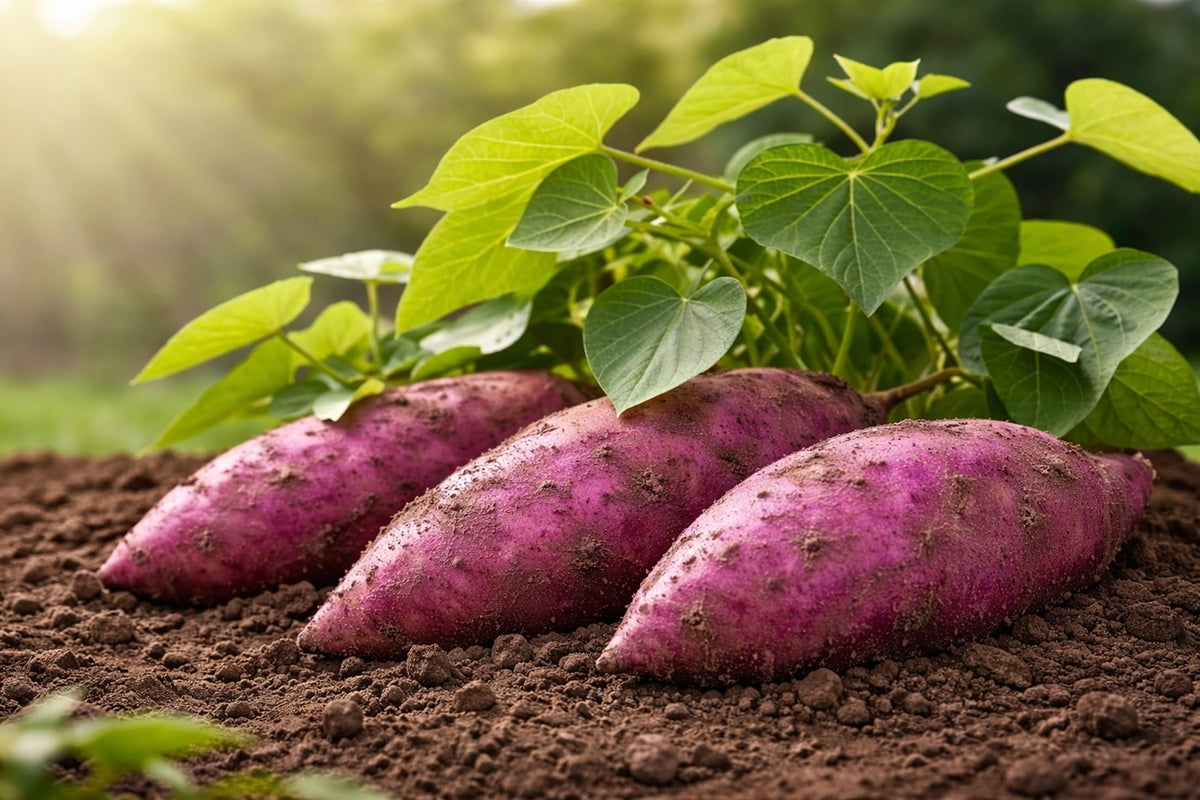 Purple Sweet Potato Slips Live Plants – Fast Growing Heirloom Sweet Potato Vine – Great Flavor, High Yield Garden or Container Growing Starter Plants (2 Slips)