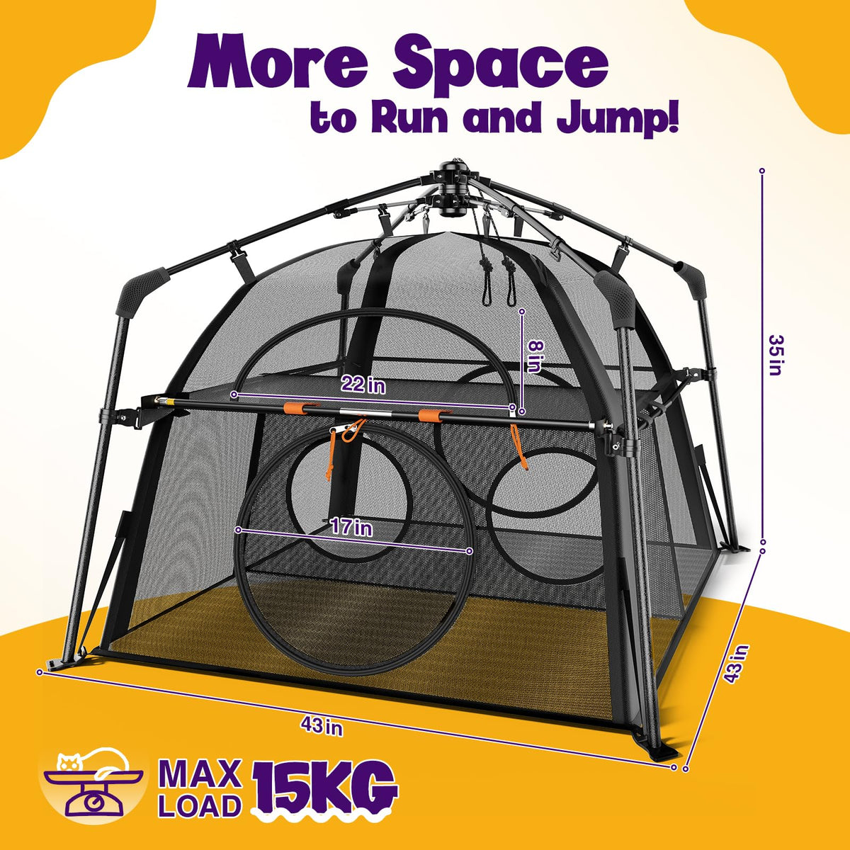 2-Tier Cat Catio with Tunnel, Outdoor Catio Cat Enclosure, Portable Cat Playpen for Indoor Outdoor Use, Breathable Mesh, Foldable Travel Cat Cage for Cats, Kittens
