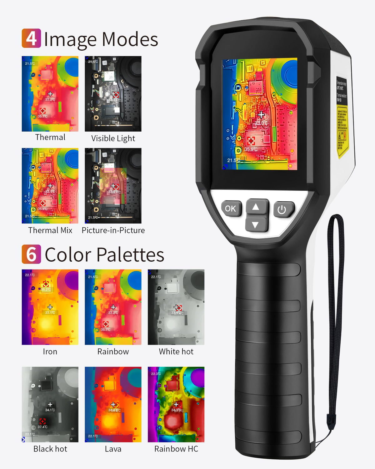 Firecore FI160S Thermal Imaging Camera, 320x240 Super Resolution Infrared Imager, 32GB,-4°F~1022°F, 25Hz Handheld Infrared Camera with Laser for HVAC Electrical Home Inspection Plumbing Leak Detection
