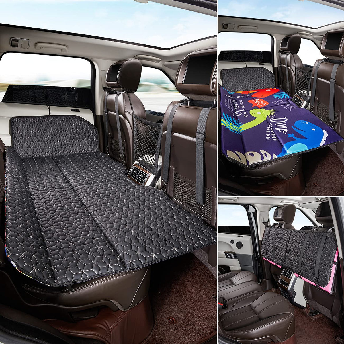 ABE Non-Inflatable Car Mattress,Double-Sided Folding Car Bed Mattress SUV,Portable SUV Mattress,Camping Mattress Back Seat,Back Seat Extender for Dogs(Dinosaur World)