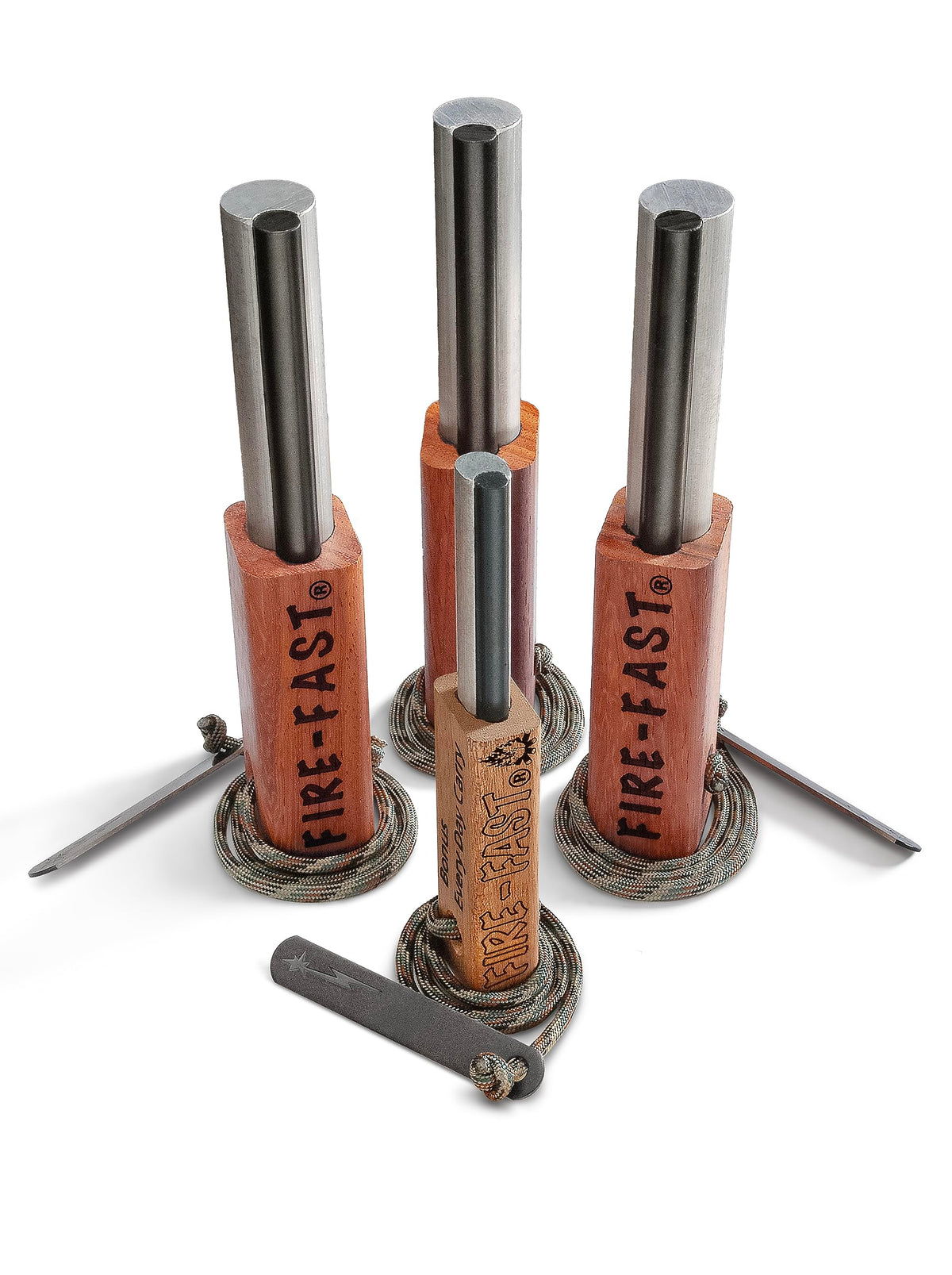 Fire-Fast Trekker Multi Pak Best Emergency Waterproof Survival Fire Starters. Magnesium and European Fire Steel Ferro Rod. Compact Durable Tools, Package Includes Three Trekkers and Free Fire Fly.