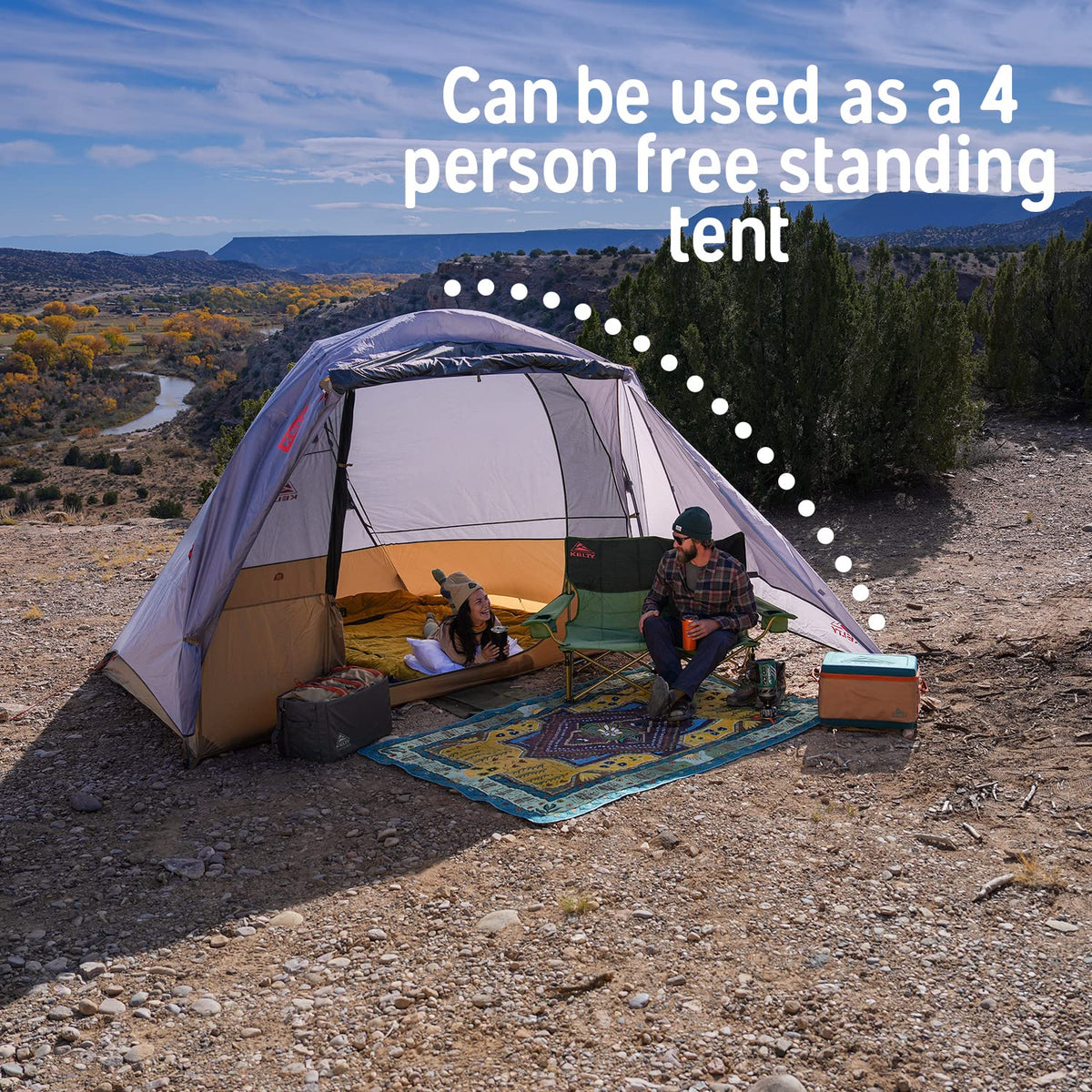 Kelty Caboose 4P Tent and Vehicle Awning Shelter, Universal Attachment for Vans, Trucks, SUVs, Standing Height Door, Massive Vestibule, Fully Freestanding, Designed in Sunny Colorado (2023)