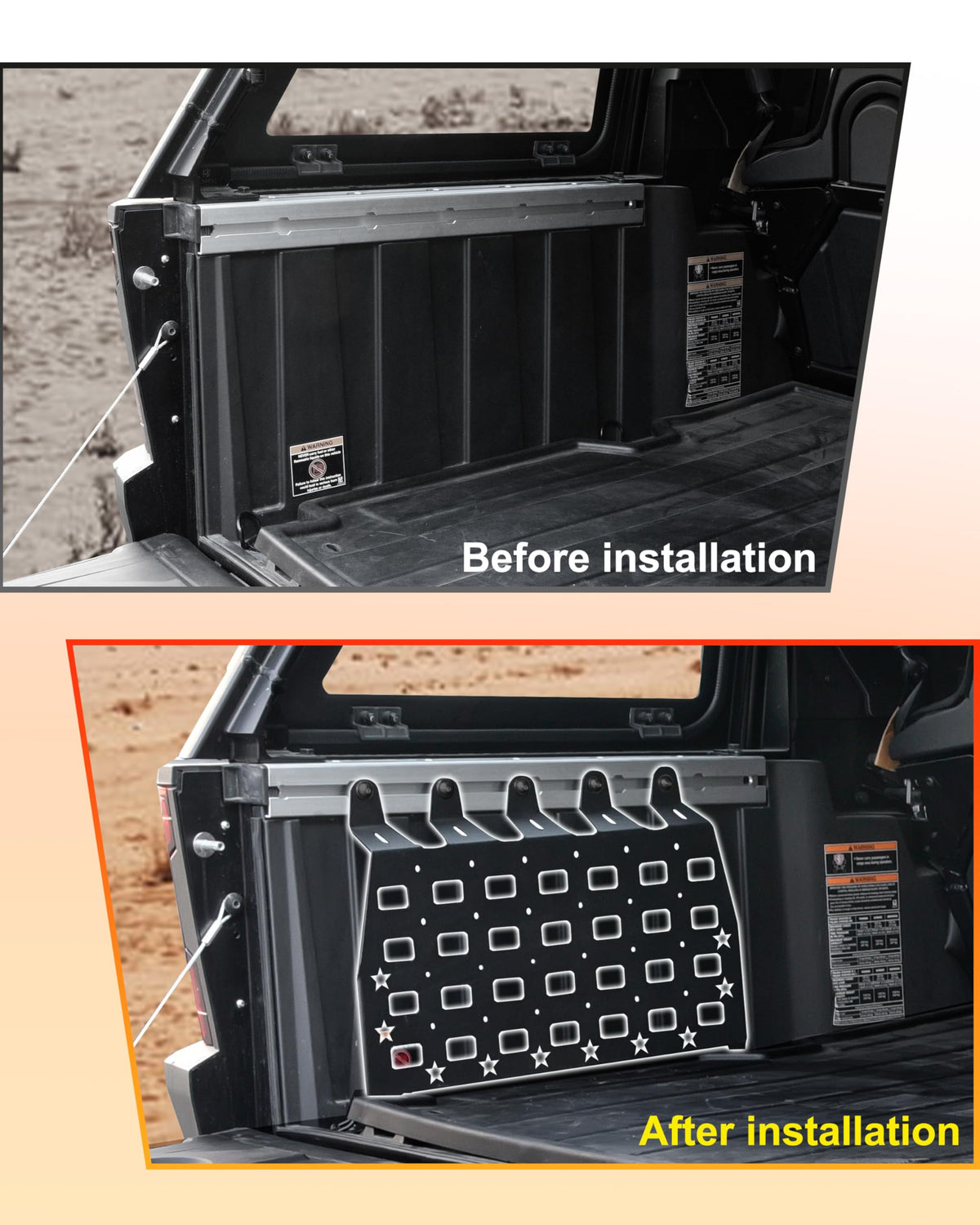 KEWISAUTO Rear Cargo Bed Side Molle Panels for Polaris Xpedition ADV 2024-2026 Accessories, 2 PCS Iron Rear Storage Tool Organizer Cargo Shelf Rack Side Molle Panels for Xpedition ADV 5 2024-2026
