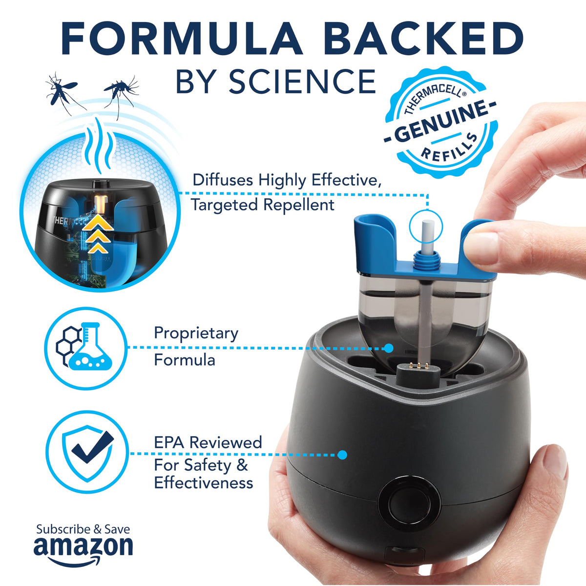 Thermacell Mosquito Repellent Rechargeable Adventure EX-Series EX90; 9-Hour Battery, Includes 12-Hr Refill & 120 of Hours Refills, Rubber Armor & Carabiner; Bug Spray Alternative; Scent Free;