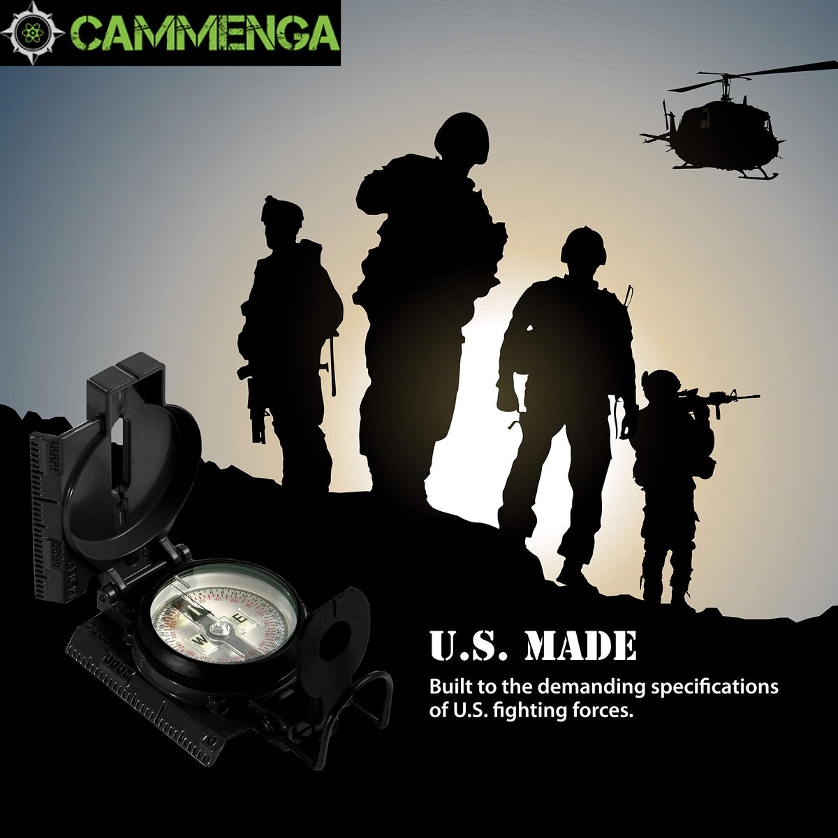 Cammenga US Military Tritium Lensatic Compass Coyote Brown - Hand Held Military Compass with Clam Shell Storage Case and Waterproof Pouch