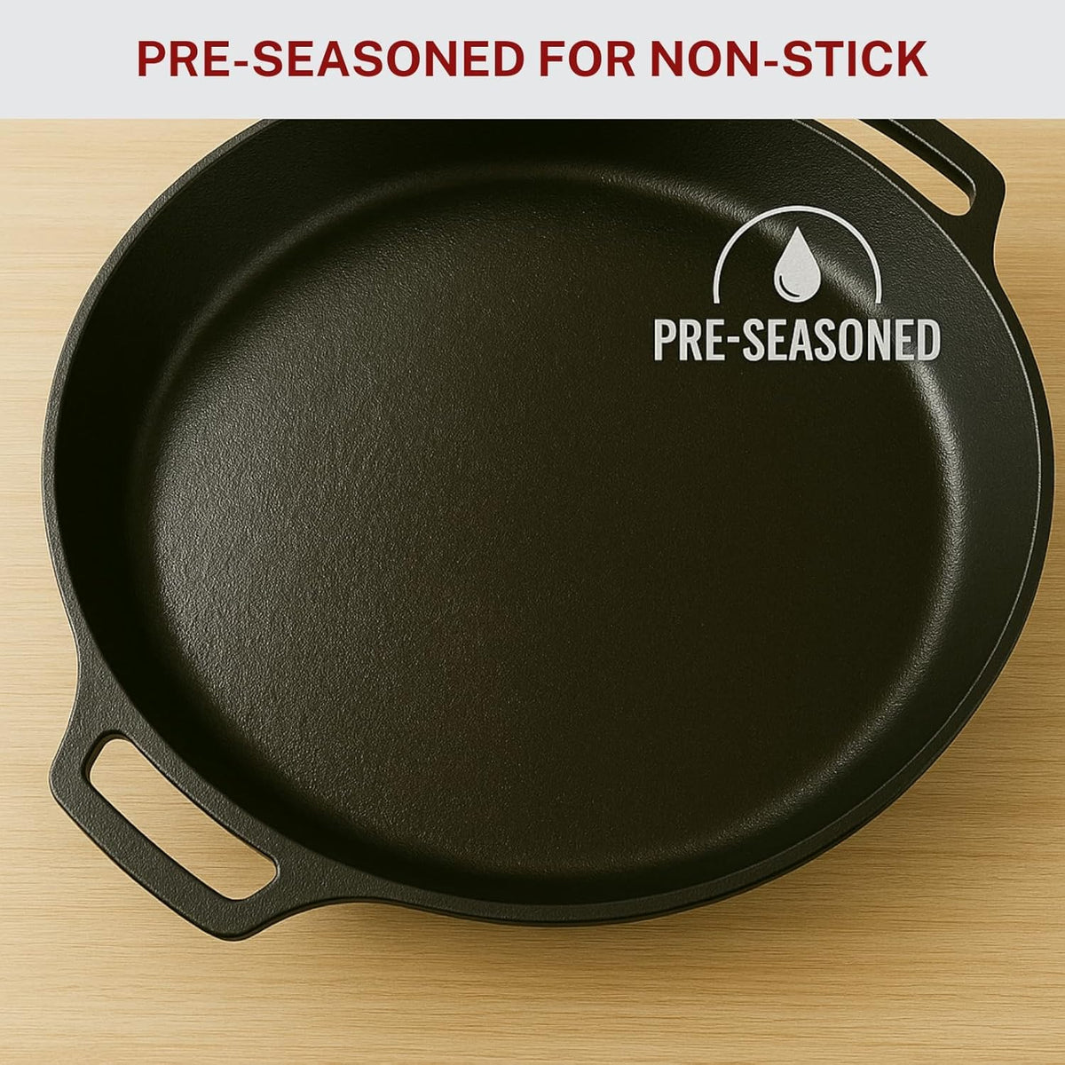 Colenza Large Cast Iron Skillet 20 Inch with Lid, Pre Seasoned Cast Iron Skillet for Cooking & Frying – XL Heavy Duty Pan with Dual Handles and – Ideal for Grill, Oven, Stove, Campfire Use