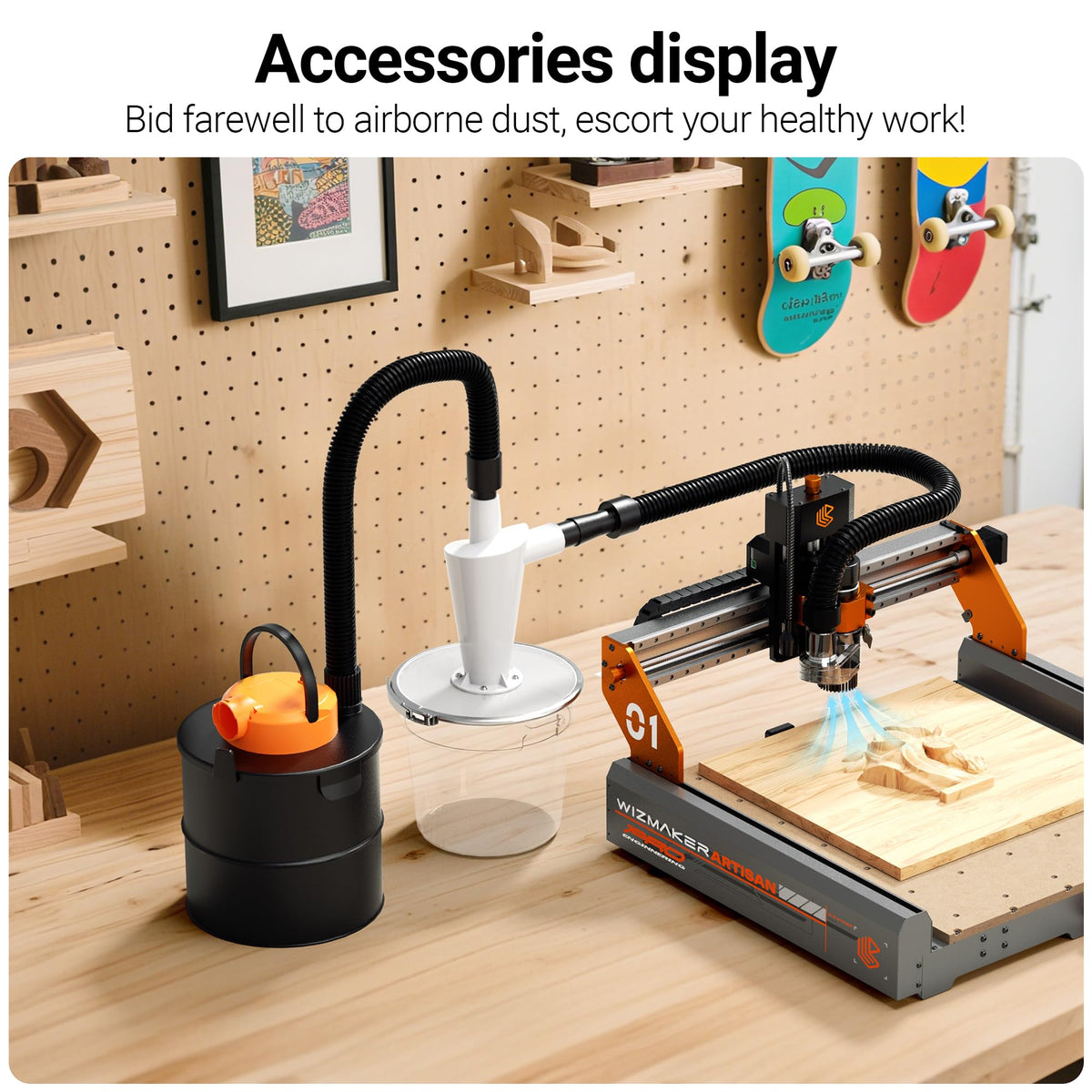 Artisan 01 300W Desktop CNC Machine，500W Spindle with Vacuum Cleaner, Engraver 95% Pre-Assembled