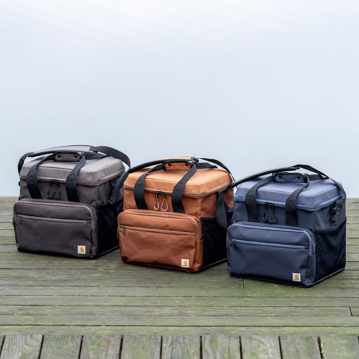 Carhartt Thick Foam Fully Insulated Cold Front Coolers, Premium Ice Retention, Durable Water Resistant Material W/Front Zippered Pocket, 24 Can Lunch Cooler, Bluestone
