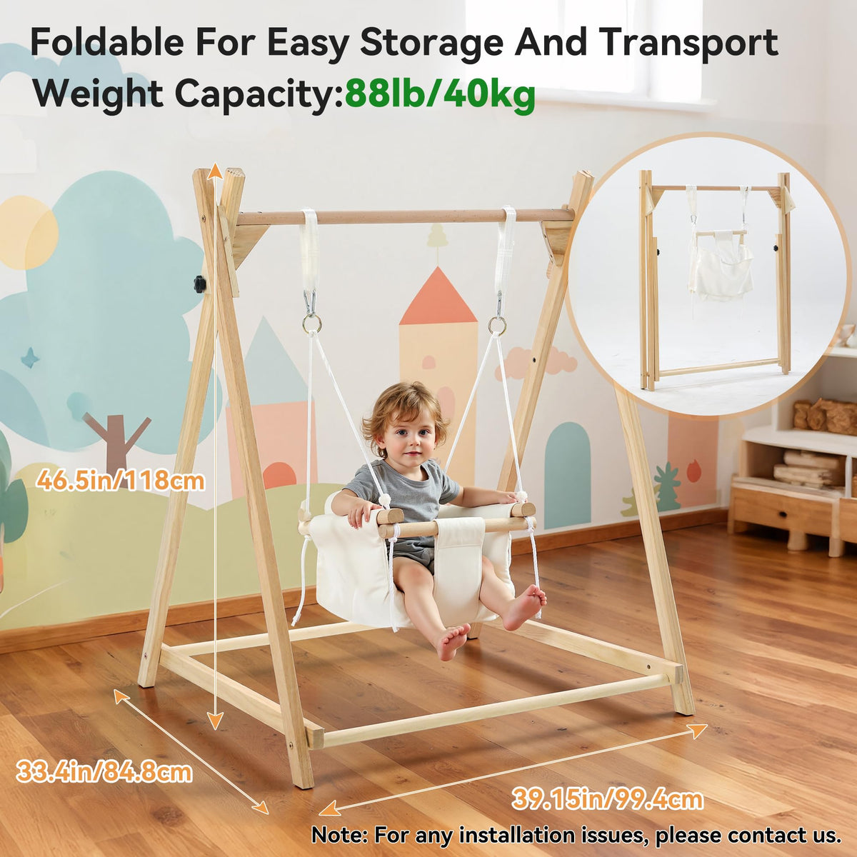 Yrthe Voitom 5-in-1 Baby and Toddler Foldable Swing Set with Stand, Classic Swing, Swing-Seat, Baby Jumper, Hammock, Play Tent
