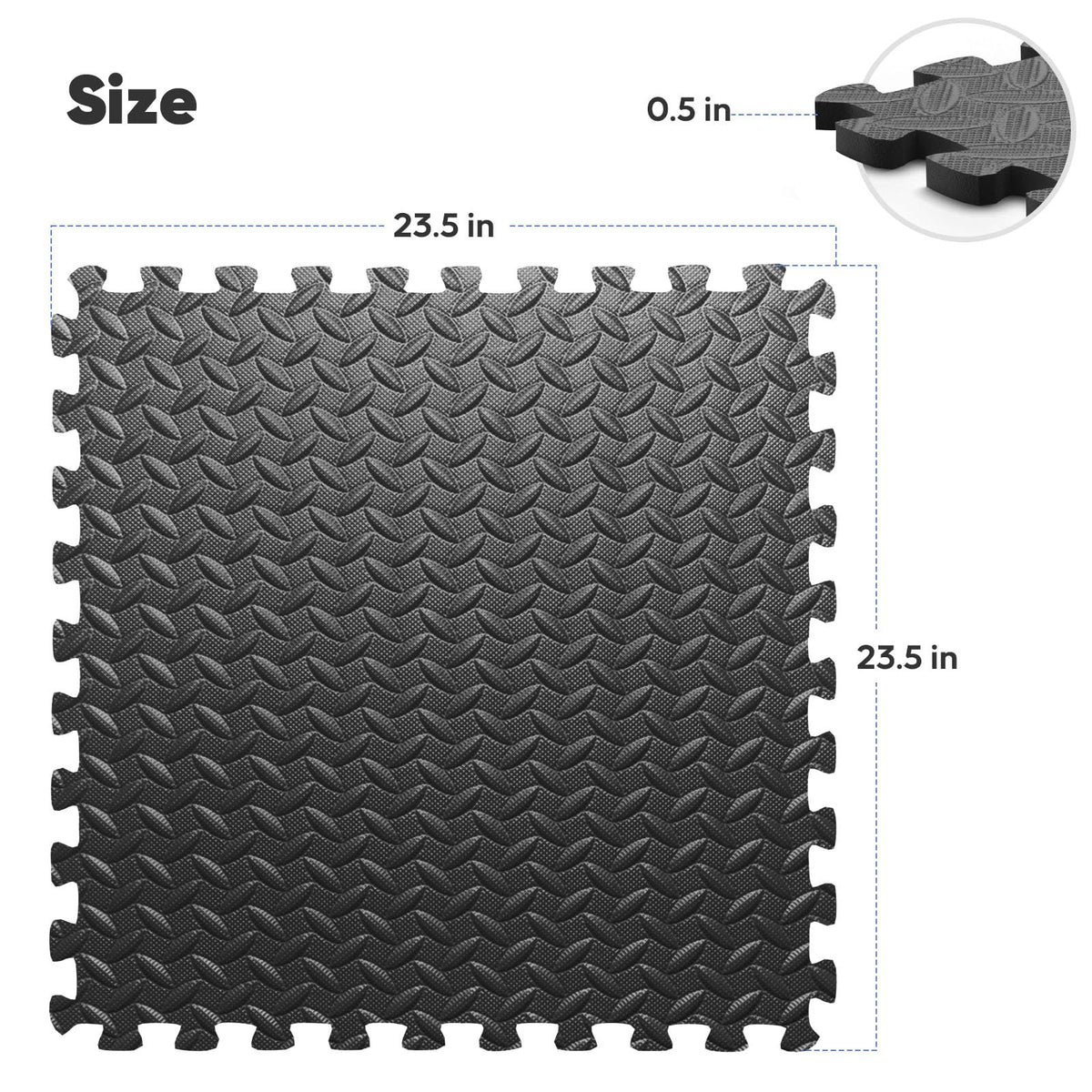 32 Pack Home Gym Mat, Puzzle Exercise Mat, EVA Interlocking Foam Floor Tiles for Home Workout Equipment and Kids' Play Areas - Black, 24 in x 24 in x ½ in - 32 Tiles (Black, 32 Pack, 128 SQ FT)