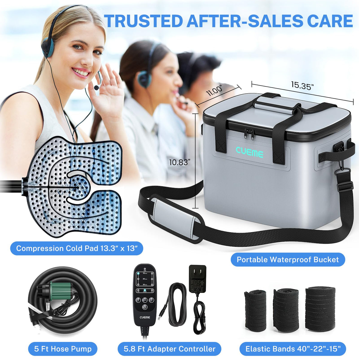 CUEME 20 QT Ice Machine for Knee After Surgery, Programmable Timer Cold Therapy Machine, Knee Replacement Recovery System, Cryotherapy Pain Relief Pad for Shoulder, Hip, Ankle & Foot