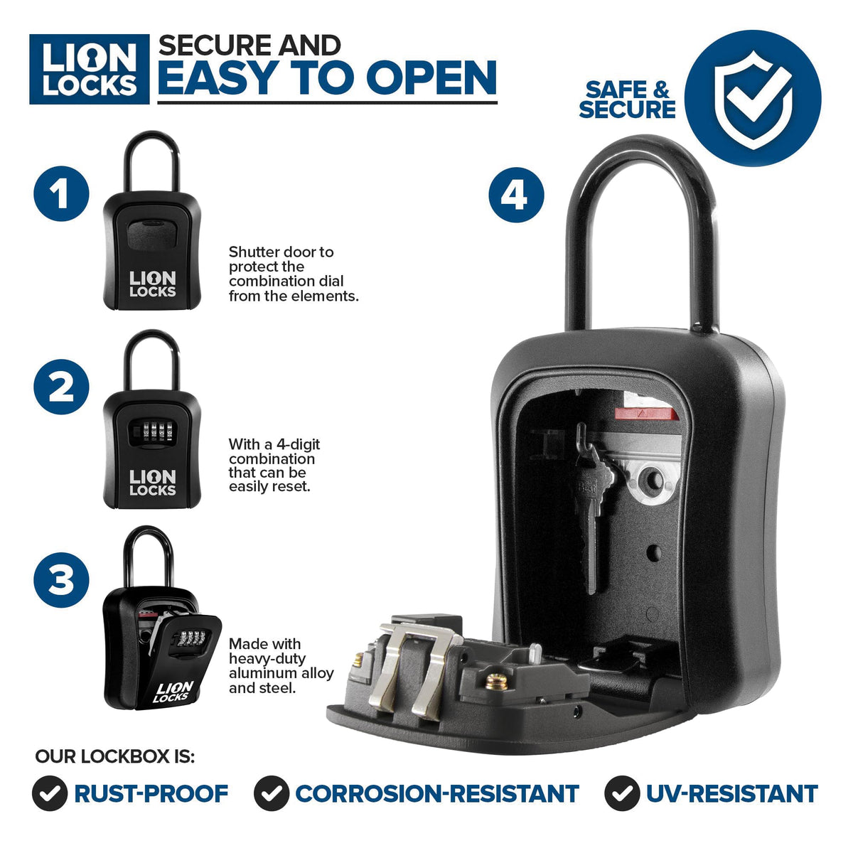 Key Lock Box for Keys with Code (24 Pack) 4 Digit Combination Lockbox for Keys Outdoor, Portable, Waterproof, Realtor Lock Box, Black