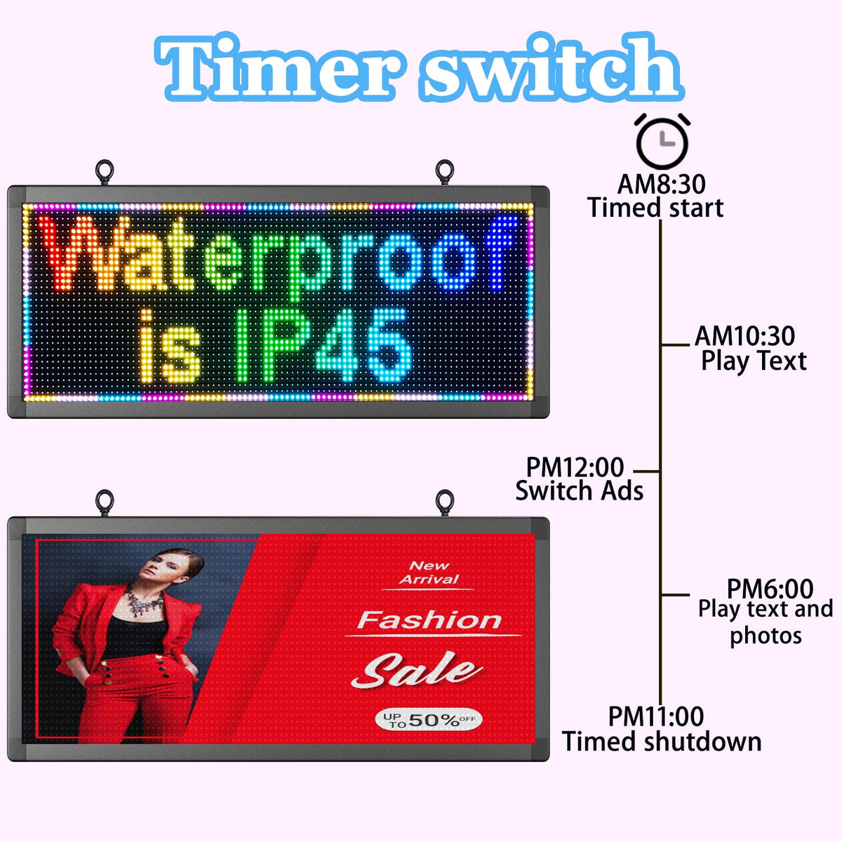P10 Outdoor Full Color Programmable Double Sides LED Signs 39"x 14" with WIFI,Programmable Scrolling LED Display,Texts and Image Display for led Advertising Sign Board (Double sides)