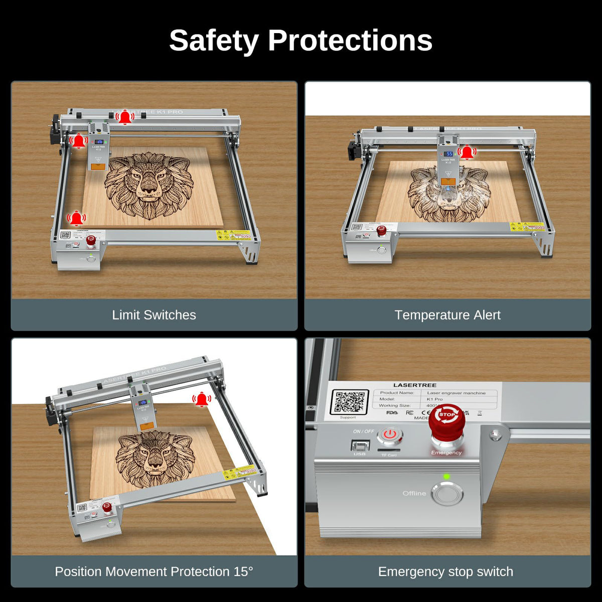 LASER TREE Laser Engraver, 40000mW（40W）Output Power Laser Engraver Machine, High Precision Laser Cutter and Engraver for Wood & Metal Paper Acrylic Glass Leather etc, Class 4 (Basic)