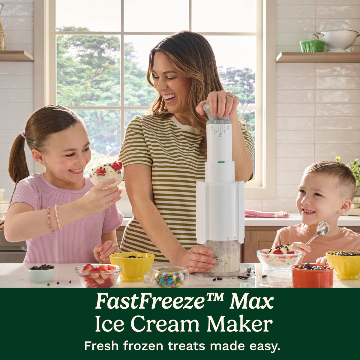 Cuisinart Ice Cream Maker – Cuisinart FastFreeze MAX 5-in-1 Ice Cream, Milkshakes, Slushies, Sorbets and Mix-Ins, Freeze Wand, Two Large 1-Pint Mixing Cups with Lids, Easy to Clean, ICE-FD50