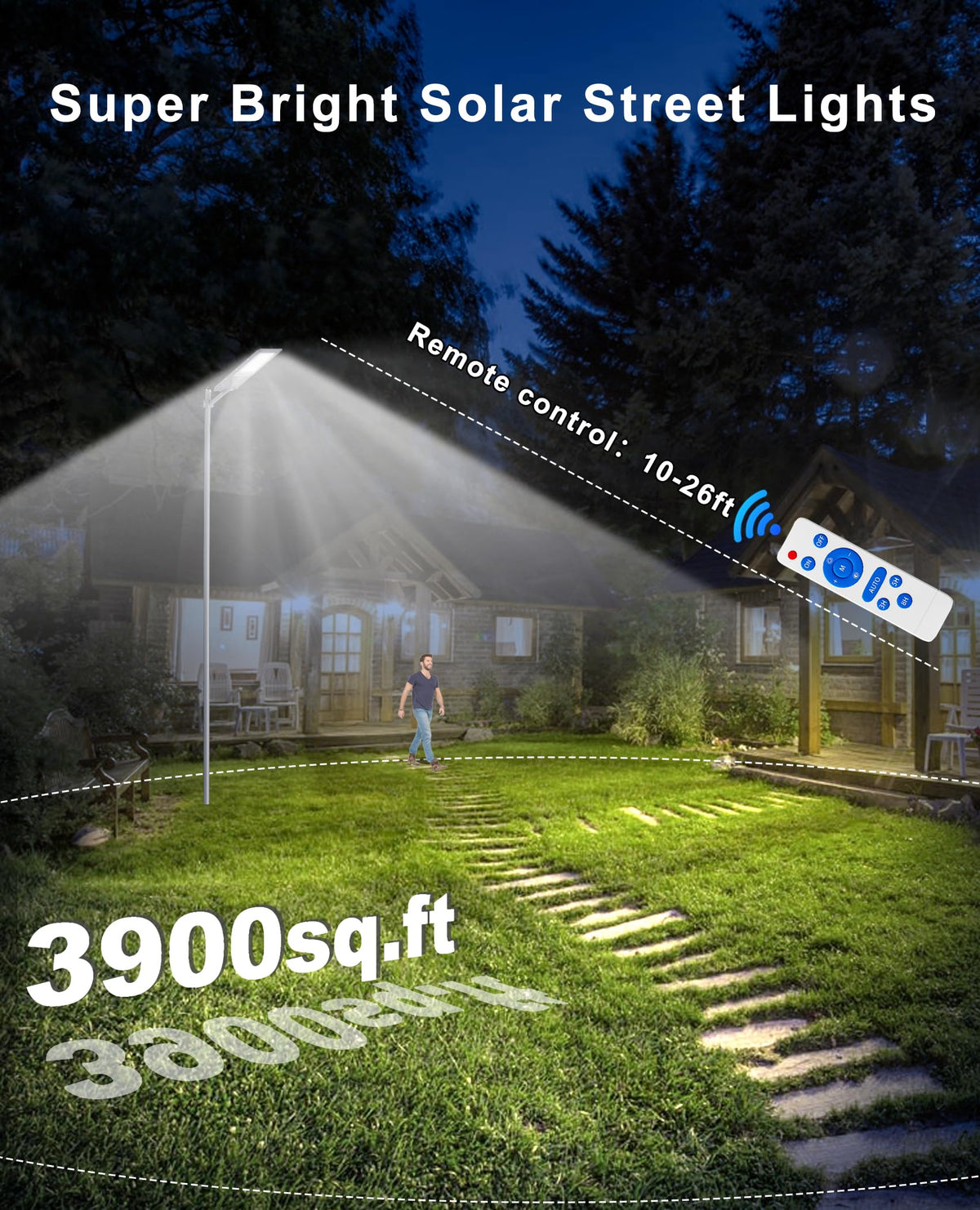 JAYNLT X-12000W Solar Street Lights,6500K Commercial Parking Lot Light Dusk to Dawn,IP68 Waterproof Flood Security Street Lights Motion Sensor for PlayCourt,Farm