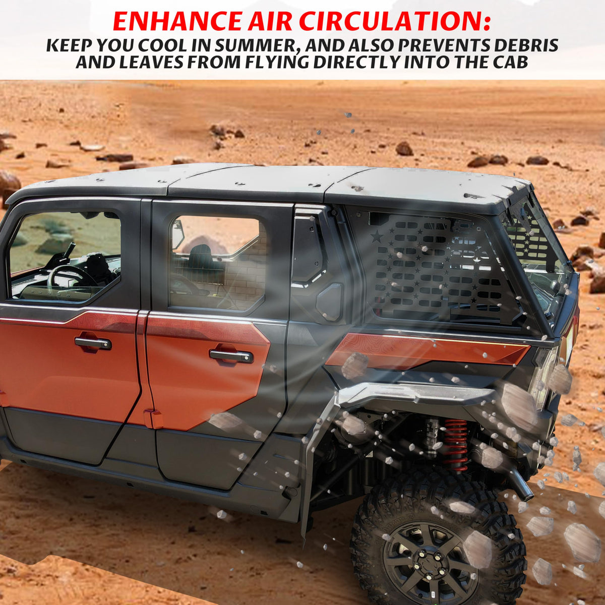 SAUTVS Rear Window Molle Panels for Polaris XPEDITION ADV/ ADV5 2024+, Aluminum Molle Panels of Rear Side Windows for Polaris XPEDITION ADV/ ADV5 2024+ Accessories (One Pair)