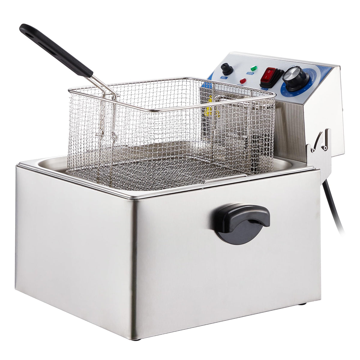PULLAFUN Commercial Deep Fryer Countertop Stainless Steel 11L Electric Deep Fryer with Temperature Control Single Large Tank French Fries Restaurant Home Kitchen