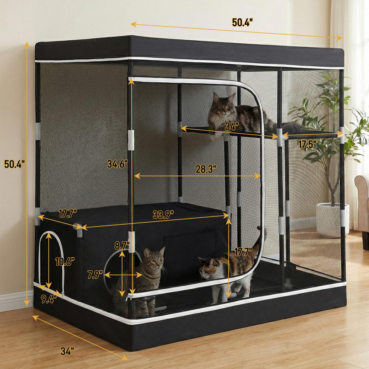 Large Cat Cage, Cat Enclosure Indoor, Cat Playpen for Adult Cats, Kittens & Small Animals, Multi-Level Kennel, Spacious Multi-Level Cat Cage for Indoor Use, Safe Playpen for Small Pets