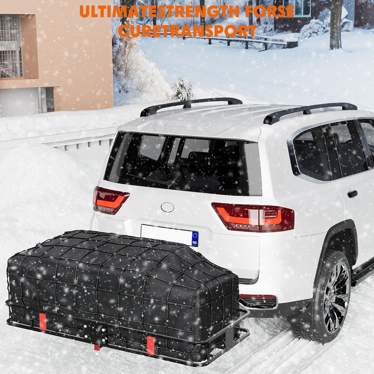 70" x 30" x 6" Folding Hitch Cargo Carrier Basket, Hitch Mount Cargo Carrier,500 Lb Capacity Heavy Duty Hitch Mount Rack with Ratchet Straps, Cargo Bag & Hitch Lock – Fits 2" Receiver for SUV & Truck